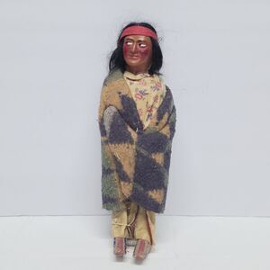 Vintage Rare Native American Indian Man Skookum Bully Good Blanket Doll 9.5"
